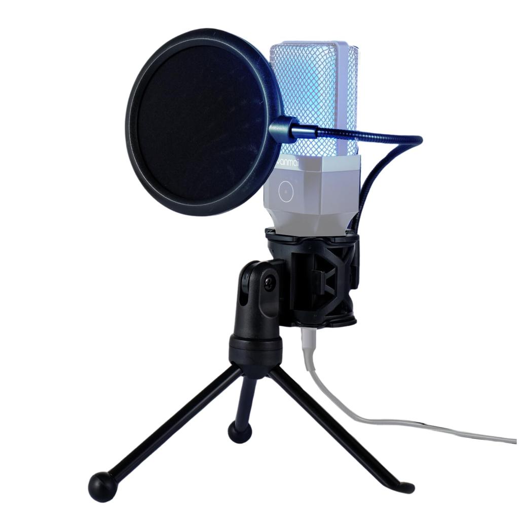 Letaya Microphone Filter Pop Guard Tripod Noise Reduction Sound Clear Bendable Gaming Recording Live Streaming Angle Adjustment Metal Neck