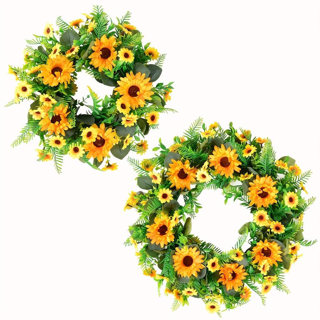 Sonnenblumenkranz Weihnachts-Türdekoration - Künstliche Blumen & Baumzubehör für festliche Atmosphäre