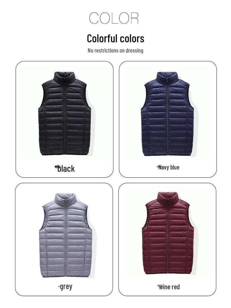 Men's Lightweight Winter Down Vest: Fashionable Stand-up Collar, Sleeveless, Warm Top