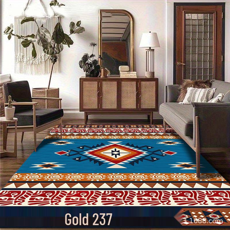 Ethnic Moroccan Crystal Velvet Rug - Persian Style Floor Mat for Living Room and Bedroom 80x120 cm