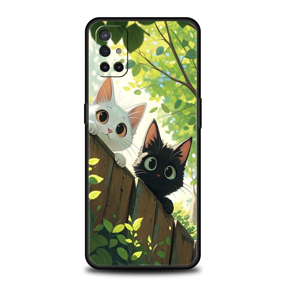 Cute Cartoon Cat Phone Case For OnePlus 13 12 11 10 9 8 7T Pro 13R 12R 10R 9RT 8T Nord N200 N30 2T CE 2 3 5G Lite Soft Cover
