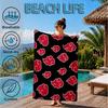 Anime Red Clouds On Black Background Beach Towel, Microfiber Beach Towel, Perfect For Pool, Beach, Travel, Home Decor Beach Party Fan Gifts