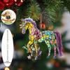 2Pcs Horse Pendant 2D Acrylic Animal Charm Christmas Tree Door Window Wall Hanging Ornament Automotive Decoration