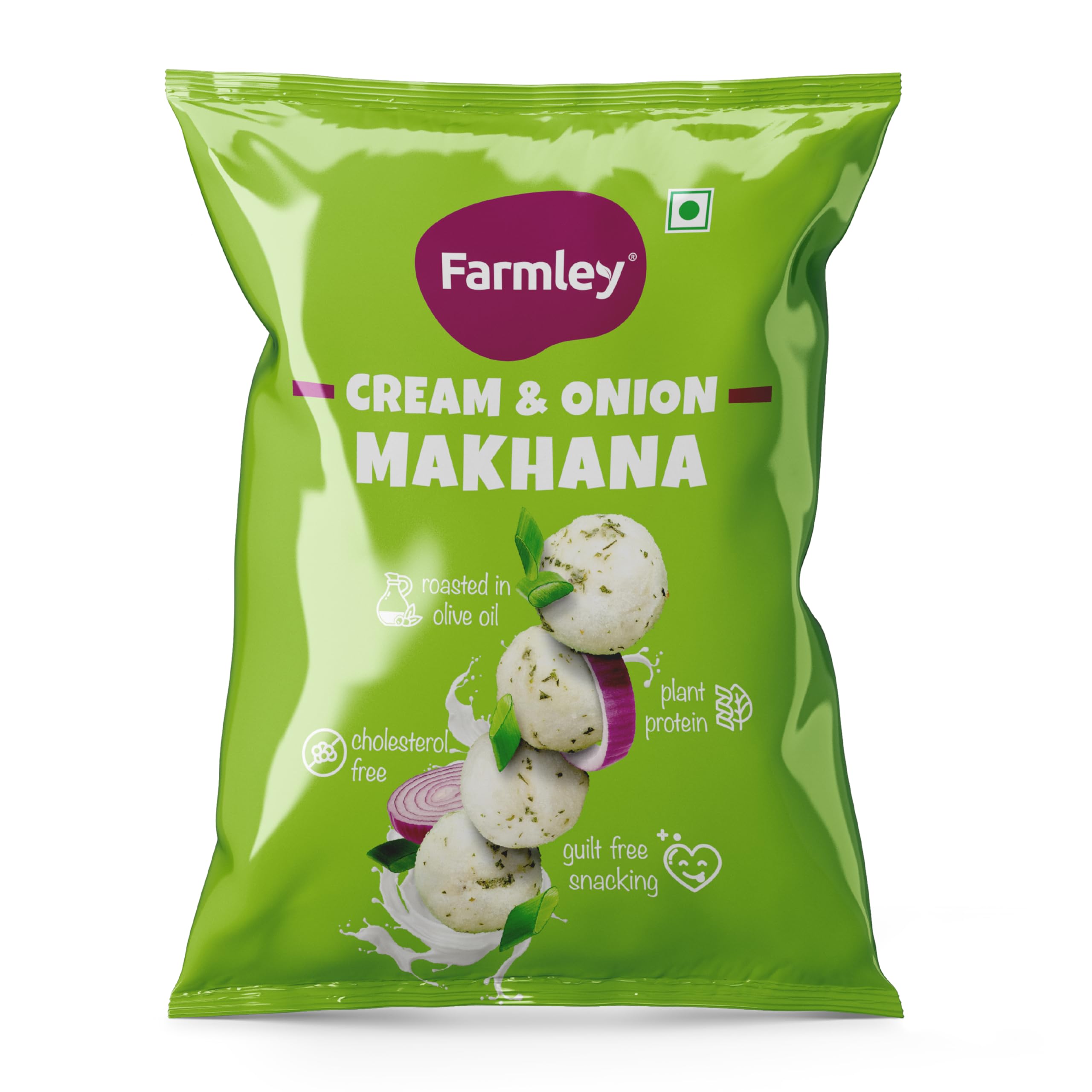 Farmley Cream & Onion Makhana | 20 g I Healthy Makhana Roasted In Olive Oil I Healthy and Crunchy Snack (Pack of 1)