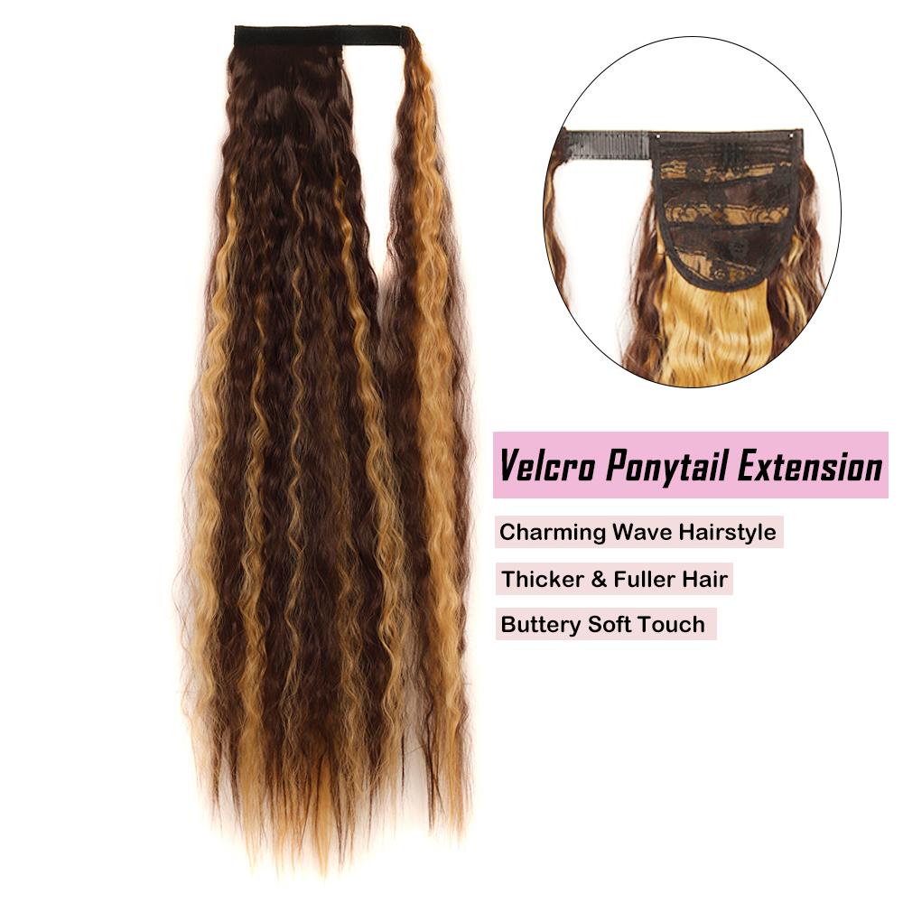 Jeedou Ponytails Extension 34inch Extra Long Bohemia Style Kinky Curly Synthetic Ponytail Hair Afro Fluffy Hairpiece Daily Use