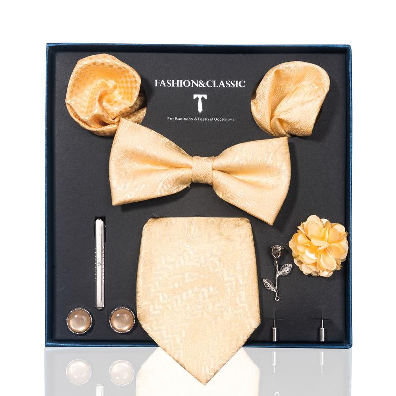 High-End Wedding Groom Tie Pocket Towel Corsage Gift Box Set Men'S Tie