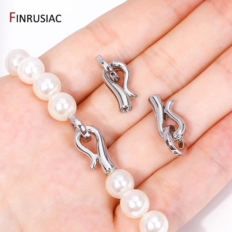 18K Gold Plated Brass Pearl Clasp Connector Beads End Caps Fastener Clasps For DIY Handmade Bracelet Jewelry Making Findings