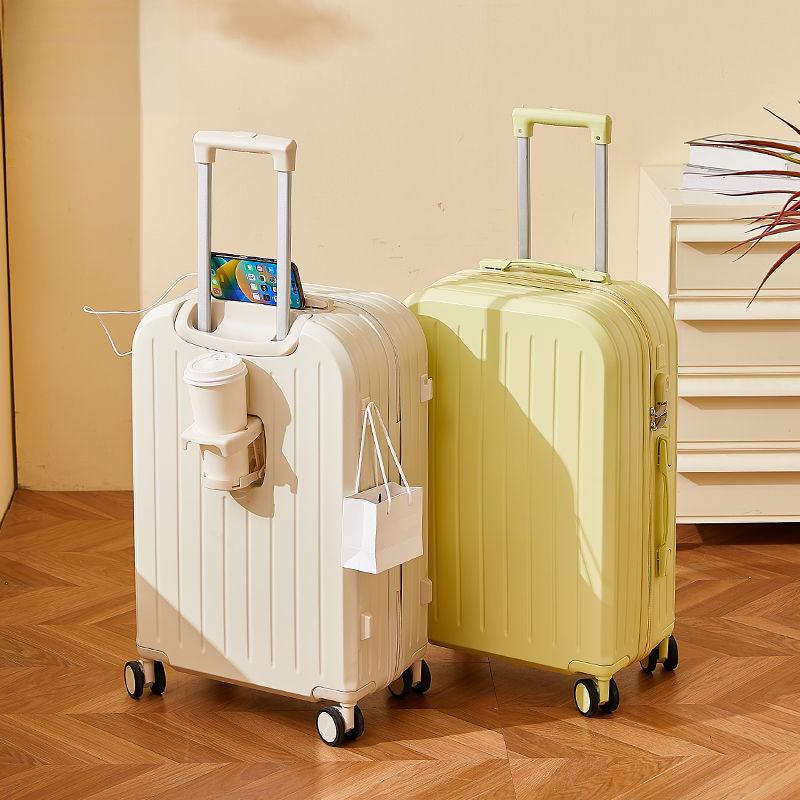 Women’s Durable Leather Trolley Suitcase: New Model, Mother-Child Carry-On with Lock