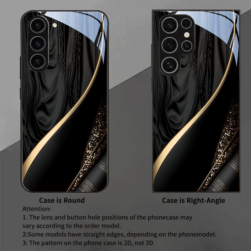 Golden Satin Curved Pattern Phone Case, Suitable for Samsung Galaxy S26/S25, S24/S23/S22/S21/S20 and Other Series Models