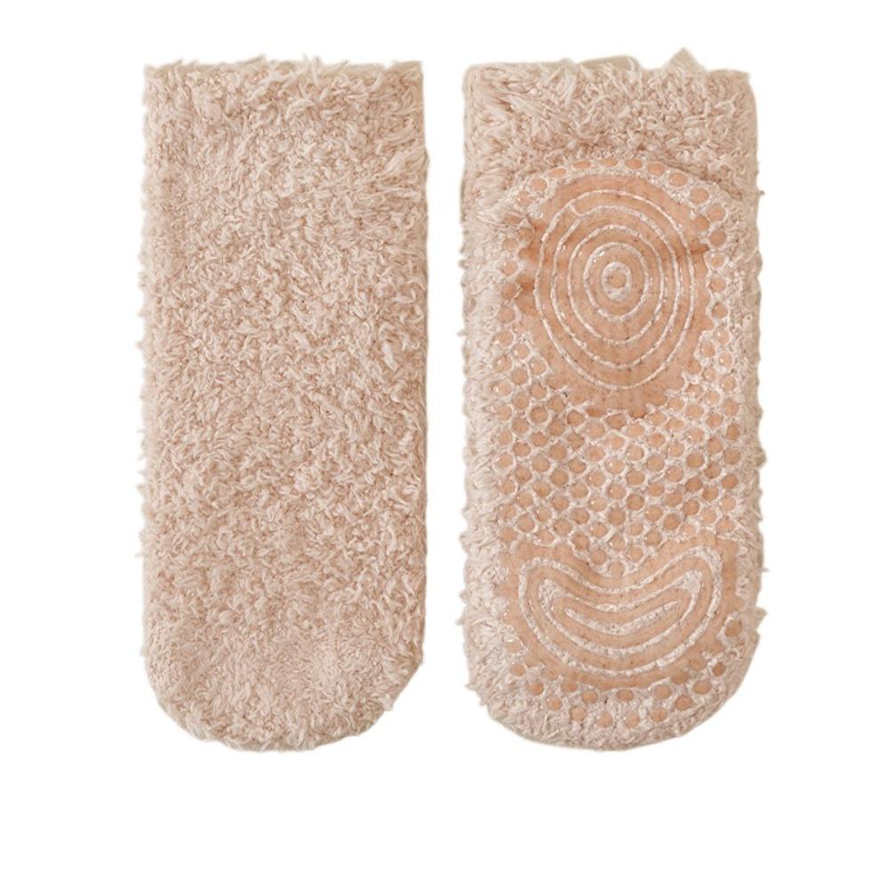 Silicone Grip Floor Socks Non-Slip Tube Socks Cozy Coral Fleece Socks  Autumn Winter Home Wear