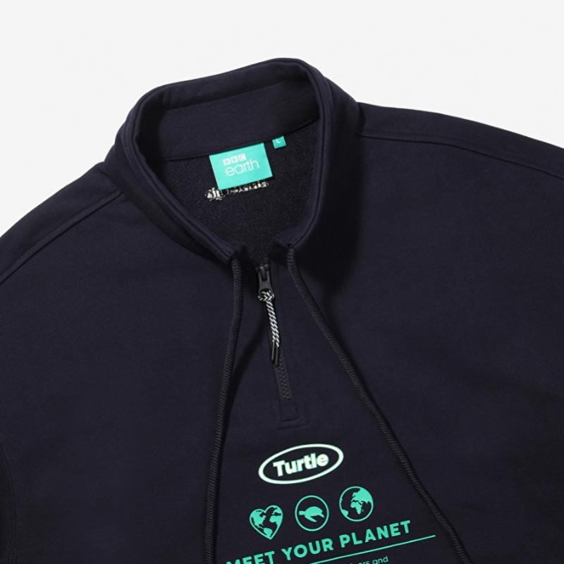 Yüksek Yaka Yarım Fermuarlı Lacivert