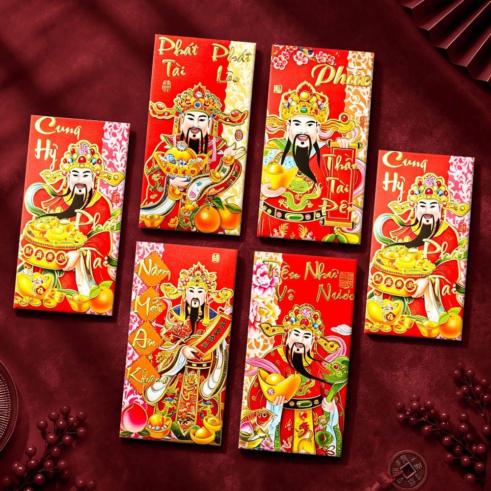 6pcs Colorful Goat Pattern Spring Festival Lucky Money Bag Blessings Printing Hongbao Gift