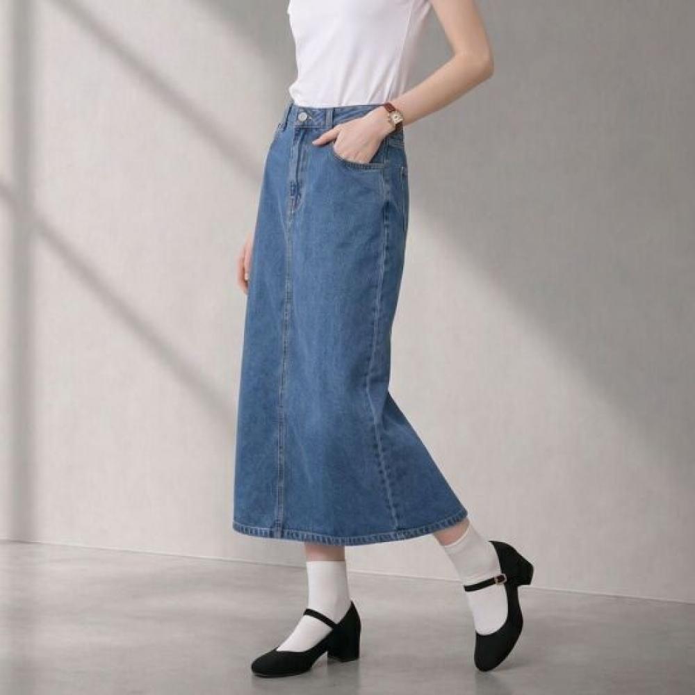 Desire Rose Women Summer H Line Slit Denim Skirt 4 Colors