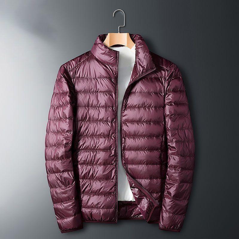 Mens Lightweight Short Cotton-Blend Puffer Jacket Slim Fit Stand Collar Casual Outerwear All
