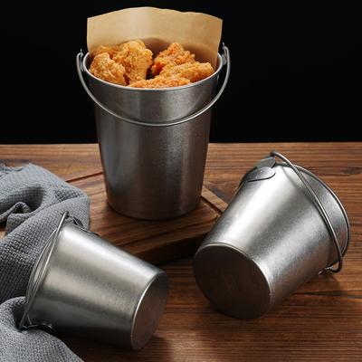 Vintage Edelstahl Eiswürfeleimer mit Griff Kreative Bar Party Restaurant Pommes Frites Snack Gebratenes Hähnchen Eimer Küchengeschirr