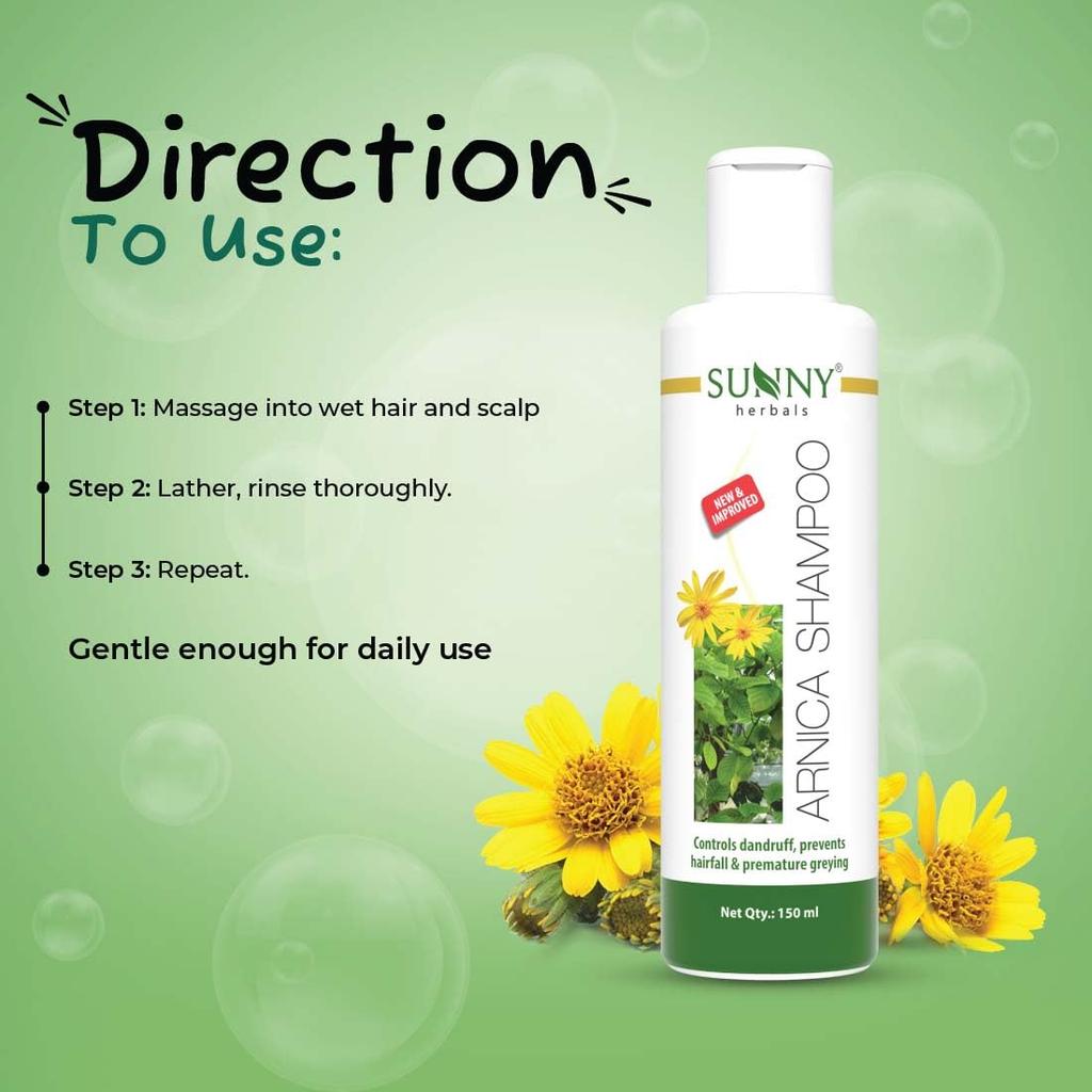 Sunny Herbals Arnica Shampoo 1 L Pack for All Hair Types | Reduces Hair Fall, Strengthens Roots & Controls Dandruff