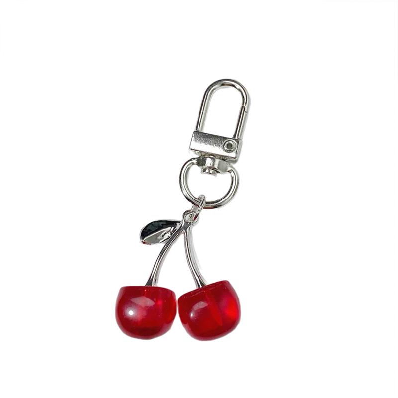 Korean  Cherry Keyring Sweet Fresh Simulation Fruits Keychain Women Girls Bag Pendant Handbag Shoulder Bags Keychain