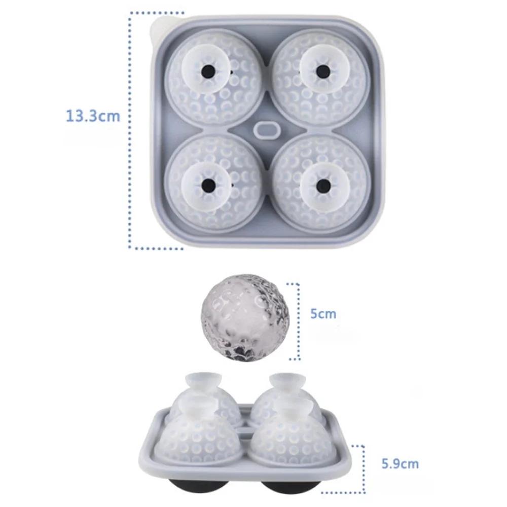 1-5PCS Golf Ball Shape Large Ice Ball Mold Silicone with Funnel Easy Release for Whiskey Bourbon Cocktails Home Bar Freezer Tray