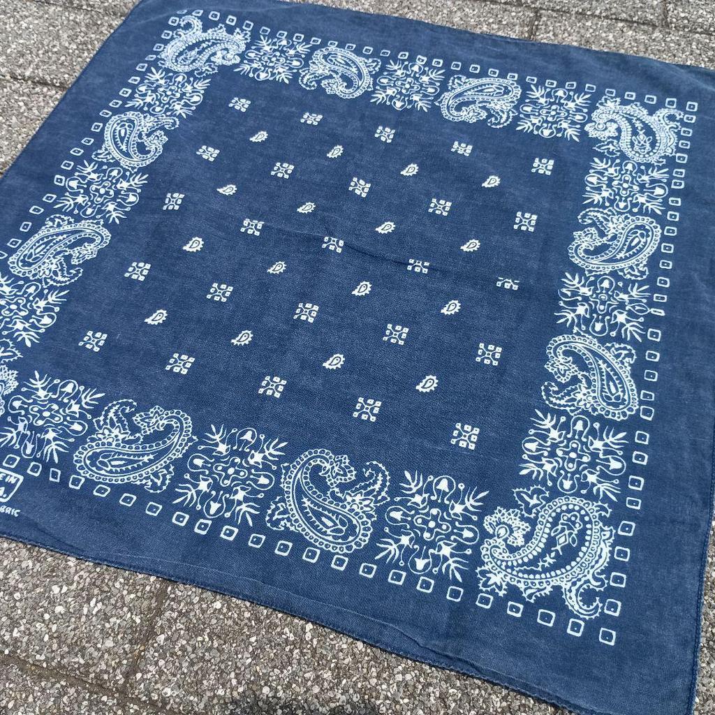 Used 80s~ Navy Cotton Vintage USA Made Bandana