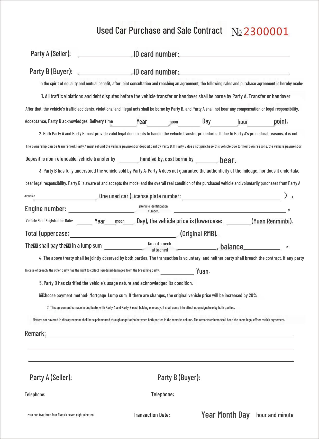 Pre-Owned Vehicle Purchase & Rental Agreement