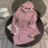 Lässig, Sportanzug, Damen, Locker, Kurz, Kapuzentop, Schlitz, Weitbeinige Hose, Zweiteiliges Set