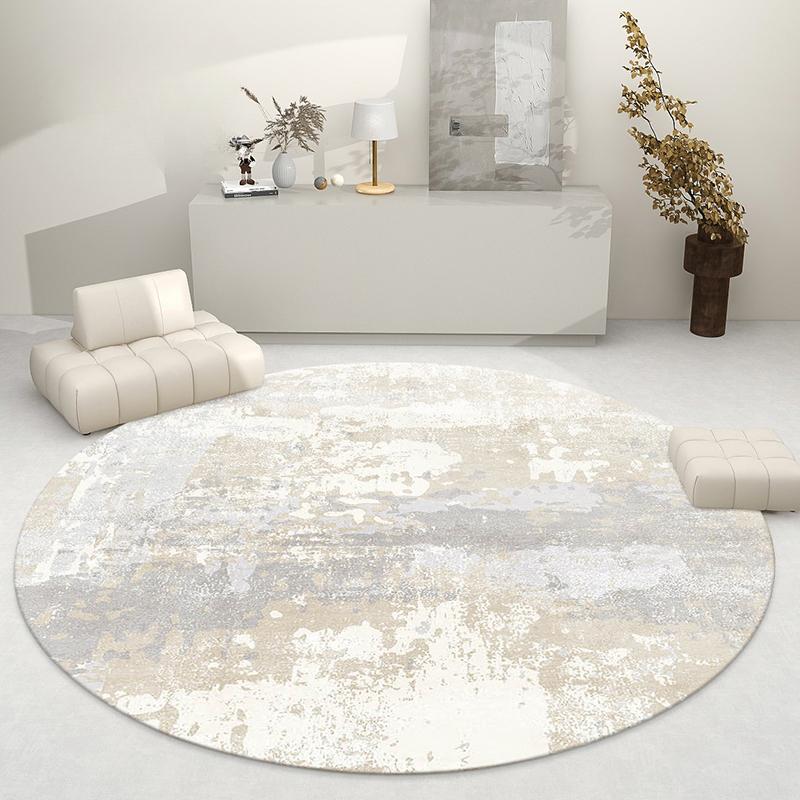 Light Luxury Living Room Decoration Round Carpet French Style Rugs for Bedroom Thick Plush Lounge Floor Mat Home Fluffy Soft Rug