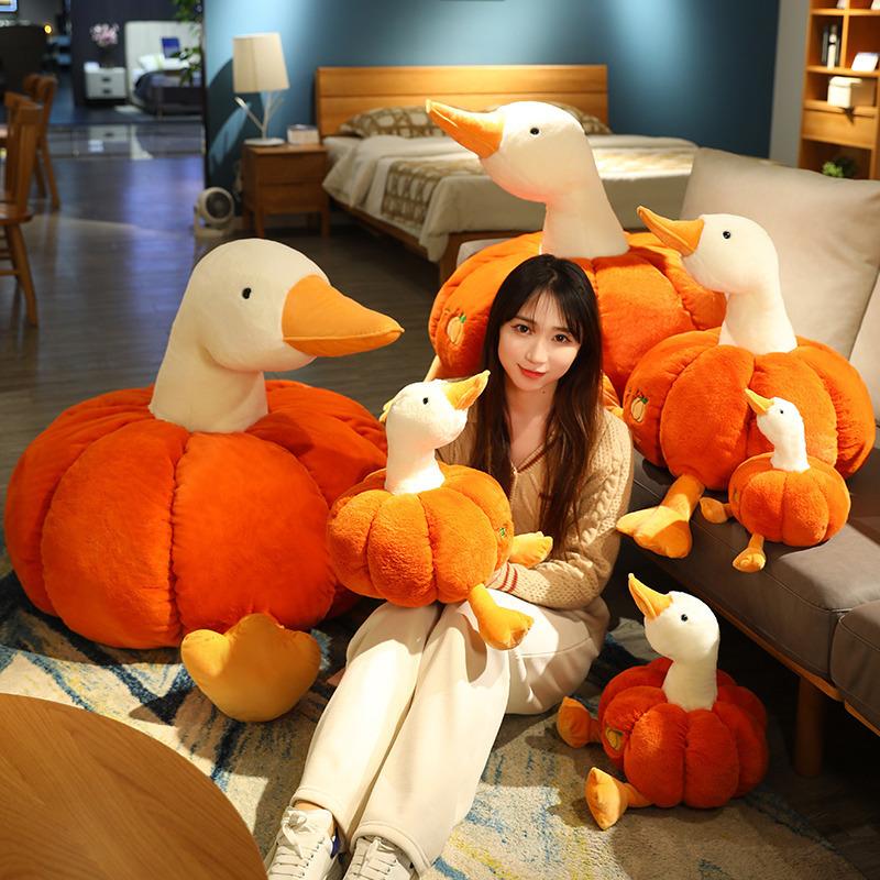 2023 New Pumpkin Duck Plush Doll Creative Funny Toy Throw Pillow Cute Not Difficult Duck Gift