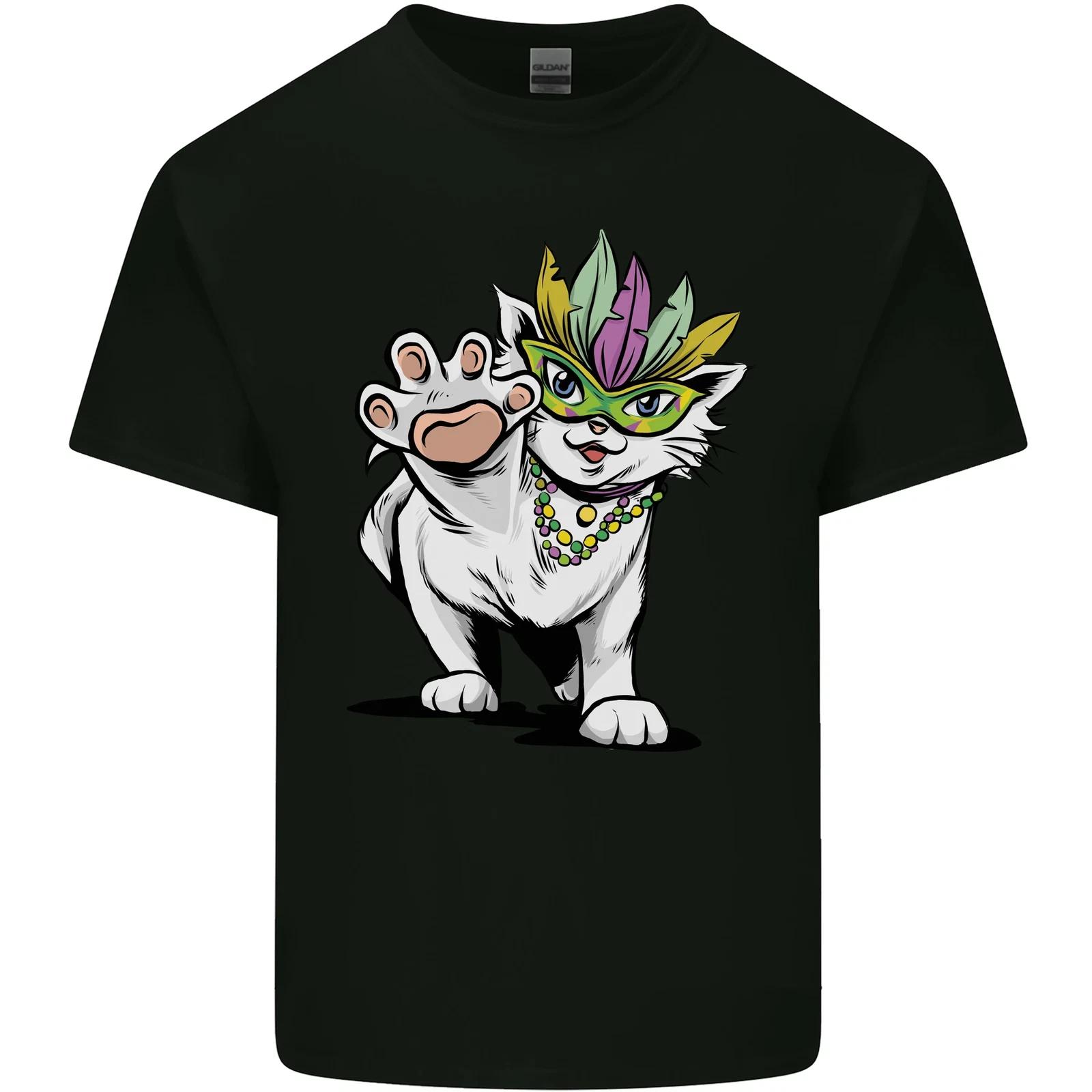 Mardi Gras Festival Cat Kids T-Shirt Childrens M