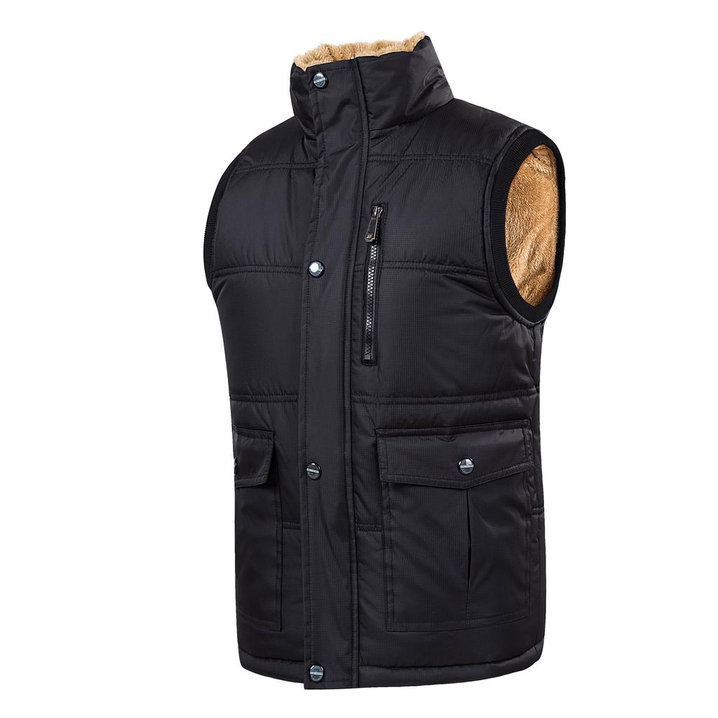Autumn Winter Men Plush Vest V-neck Sleeveless Fleece Male Coat Solid Color Single-breasted Comfortable Man Waistcoat