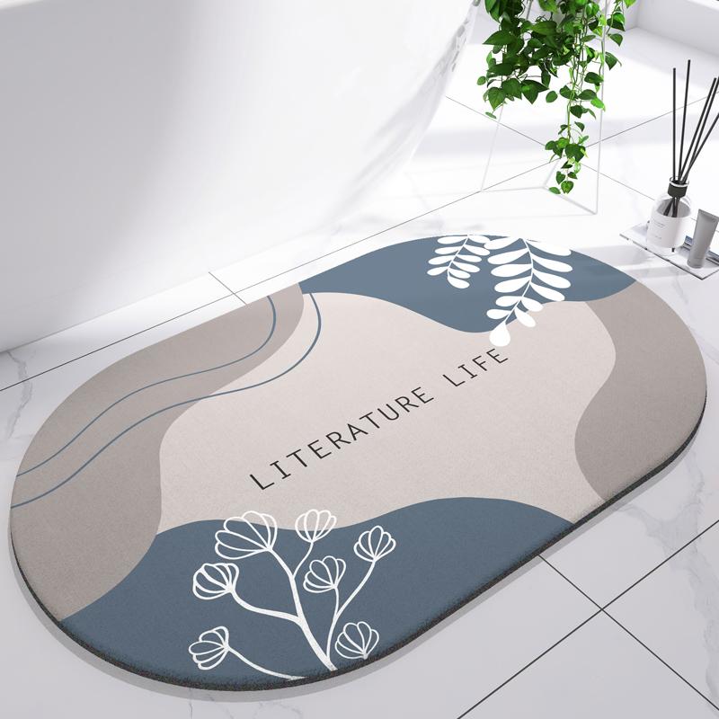 Diatomite Leaf Bath Mat Foot Mat Non-slip Bathroom Rug Absorbent Bath Carpet Quick Drying Shower Toilet Bathtub Doormat Washable