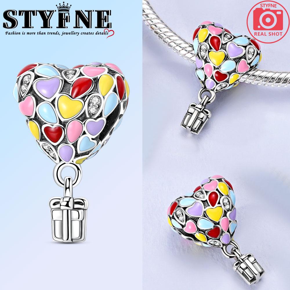 Charm Bead Components Copper Metal Authentic Original Heart Colorful Balloon Perfect Gift Box Charm Bead Component Bead Components Suitable Bracelet