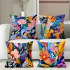 Bohemian Floral Print Throw Pillow Covers For Home Decor Polyester Sofa Cushion Cov Headboard Pillow (Without Pillow Core