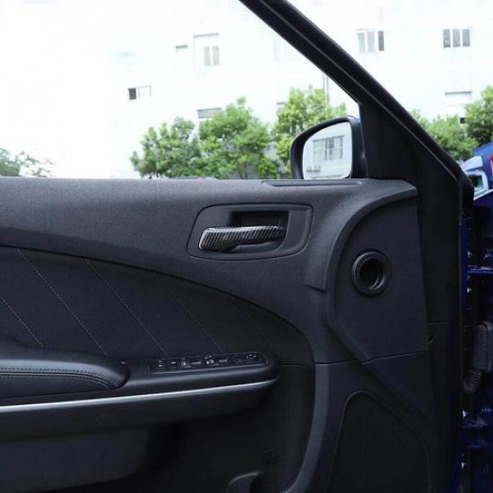 For Dodge Charger 2011- ABS Carbon Fiber Interior Door Handle Cover Trim 4P