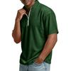 Top Pulóver Casual para Hombre de Manga Corta con Cremallera Media y Tejido de Canalé, Cuello Alto, Textura Suave, Corte Relajado, Camisa para Uso Diario