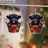 2D Flat Classic Style Black Water Buffalo Barrel Women's Acrylic Dangle Earrings Christmas Party Jewelry Gift