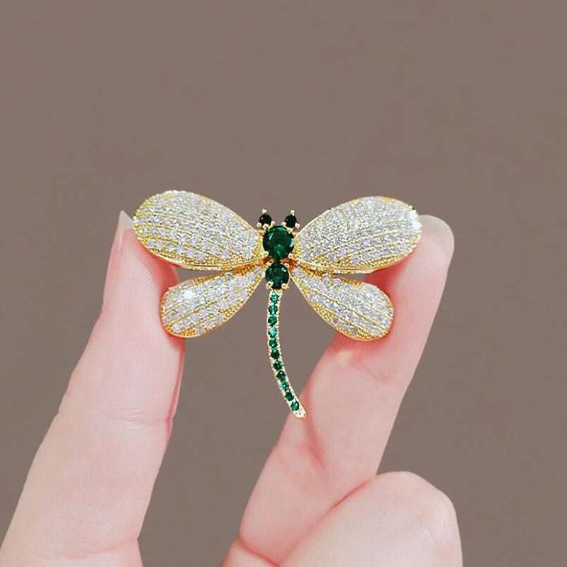 Grüne Strass-Metall-Insektenbrosche Kristall-Corsagen-Pin Mode Damenschmuck