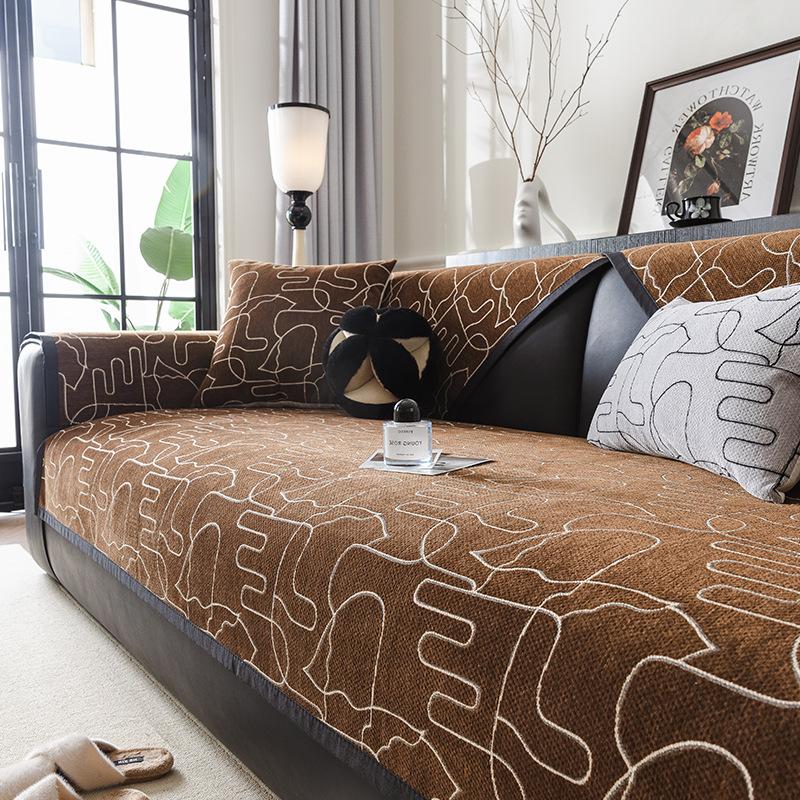 

Smart Chenille Sofa Cushion Is Universal In All Seasons New Straight Non-Slip Seat Cushion Premium Leather Sofa Cover 70*70cm