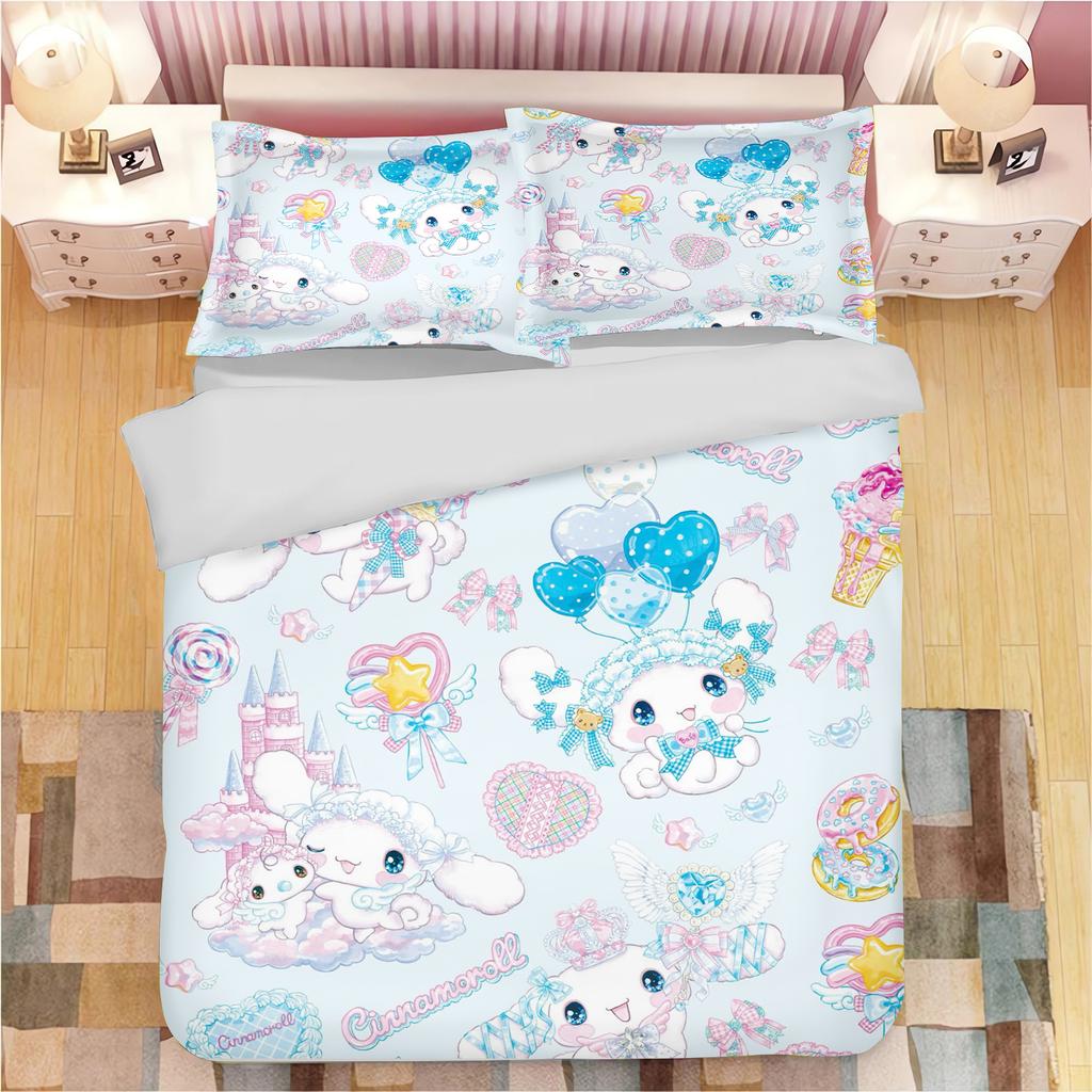 Sanrio Series Kuromi Duvet Bedding Set for Children King Size Luxury Cover 100% Polyester 3-Piece Christmas Gifts Home Decor