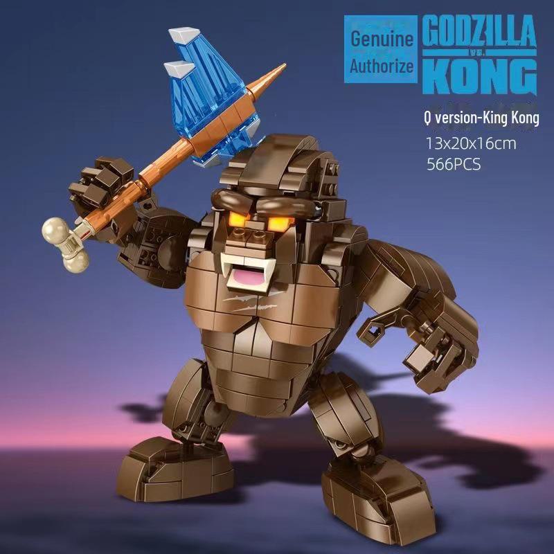 Penros Dinosaur Battle Puzzle: Godzilla vs. King Kong Gorilla - Compatible with Lego Blocks, Perfect Gift for Boys