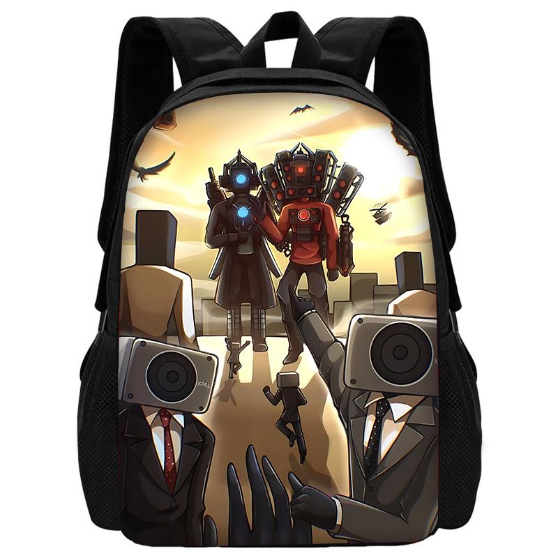 Kind School Coole Skibidi Toilet Rugzak met Lunchtassen, Etui's, Schooltassen voor Jongens Meisjes Beste Cadeau