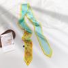 French green small long narrow silk scarf women's spring and autumn pointed corner tied bag ribbon braided hair band headgear scarf streamer belt