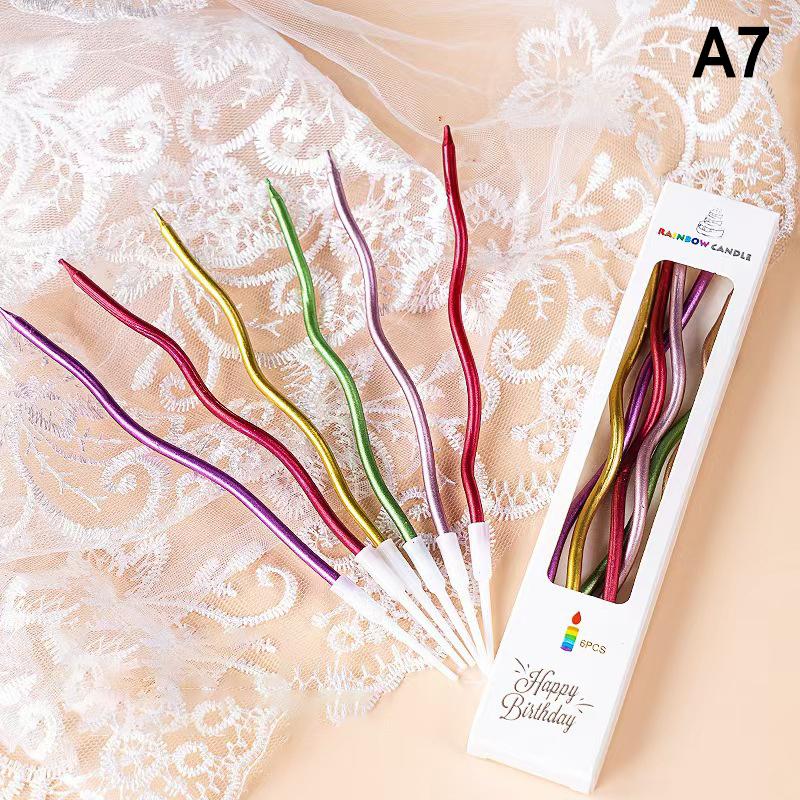 2Pcs Curved Cake Candles Birthday Baby Shower Gender Reveal Cupcake Decorating Candle Toppers Wedding Party Decorative