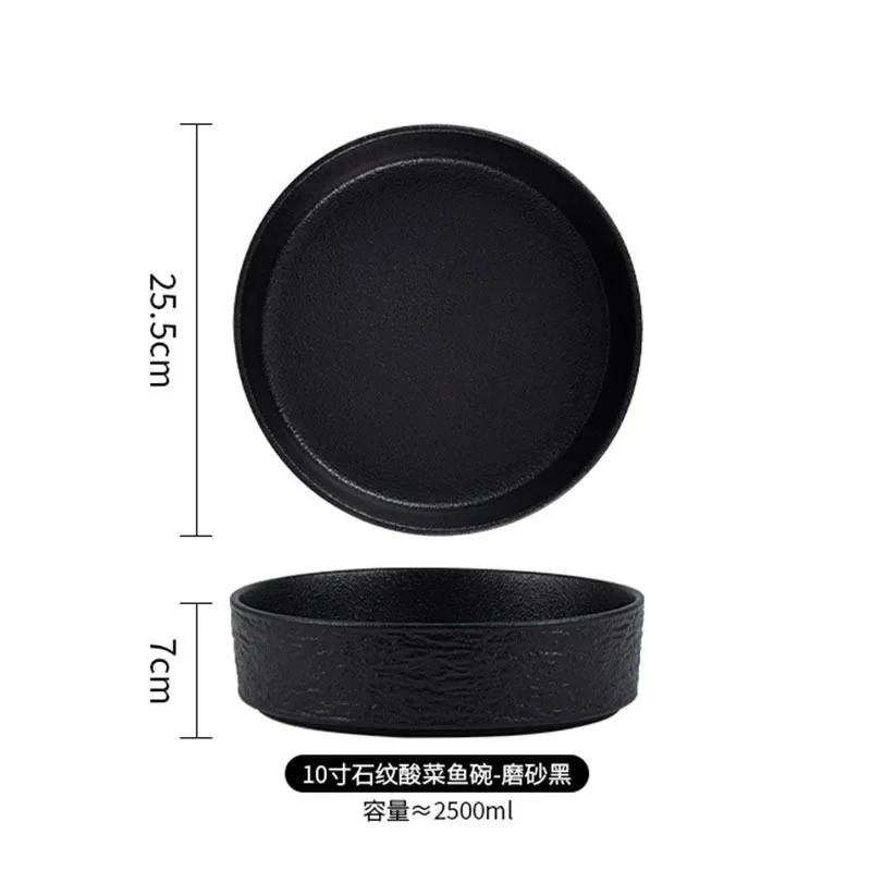 10inch Frosted Matte Finish Soup Bowl Black White Ceramics Stone Pattern Home Hotels Restaurant Big Bowl Porcelain Tableware