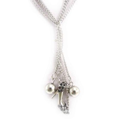 [J7968] - Designer Necklace 'Scarlett' Black Silver (shoe)