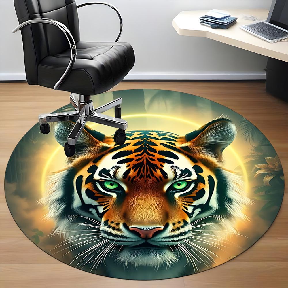 1pc Tiger Face Chair Carpet for Office Non-Slip, Machine Washable Rug for Office - Holiday DecorMachine Made yy251029117