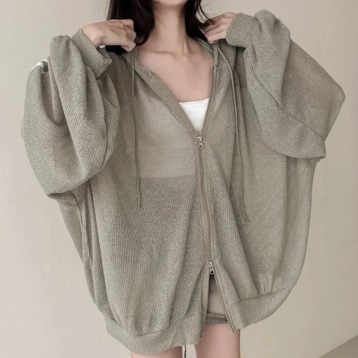 Thin Linen Jacket Fashion Ladies Jacket Sunscreen Clothing Retro Loose Long-sleeved Knitted Cardigan