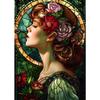 Beautiful Woman Floral Stained Glass Canvas Posters Canvas Print Art Painting Gothic Woman Flowers Wall Art Mural for Home Decor