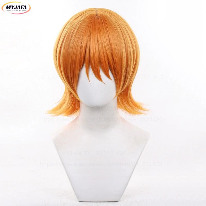 High Quality Nami Cosplay Wig 75cm Curly Wavy And Short Orange Heat Resistant Synthetic Hair Party Anime Nami Wigs + Wig Cap