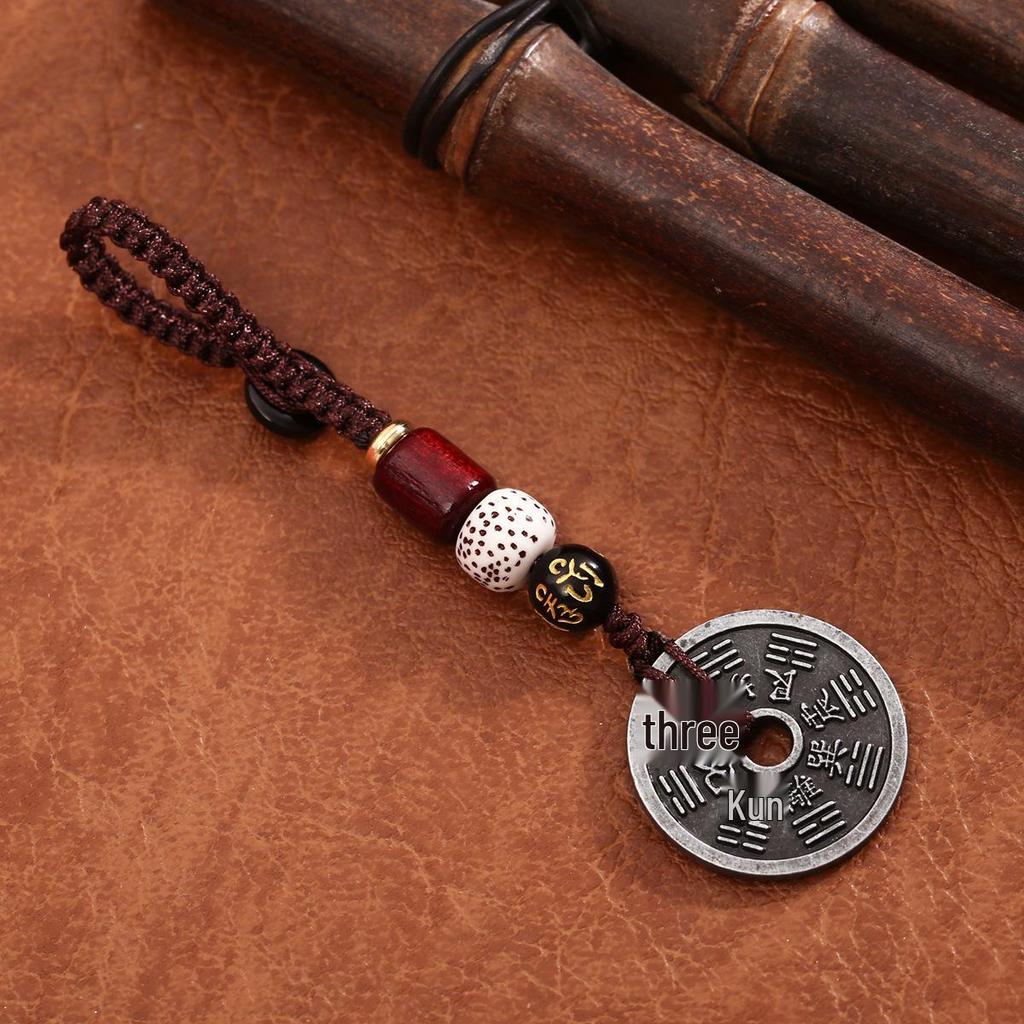 Handmade Red String Blessings Keychain Pendant for Men & Women - Retro Woven Rope Circle Ornament