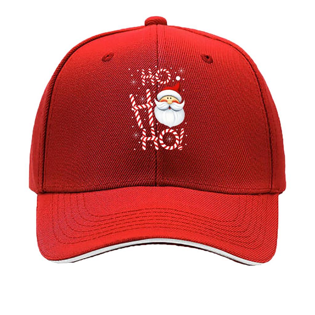 Ho Ho Ho Santa Claus Christmas Candy Cane Sandwich Baseball Cap Sun Cap Outdoor Workouts Hat
